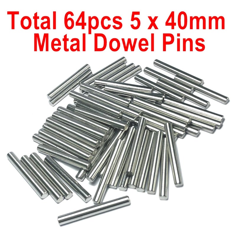 ZDingTech 64pcs 5mm x 40mm Dowel Pins Metal Dowel pins M5 5mm Shelf Pegs,Support Shelves,5mm x 40mm Metal Rod.304 Stainless Steel Wood Bunk Bed pegs (5 x 40mm) - Image 2